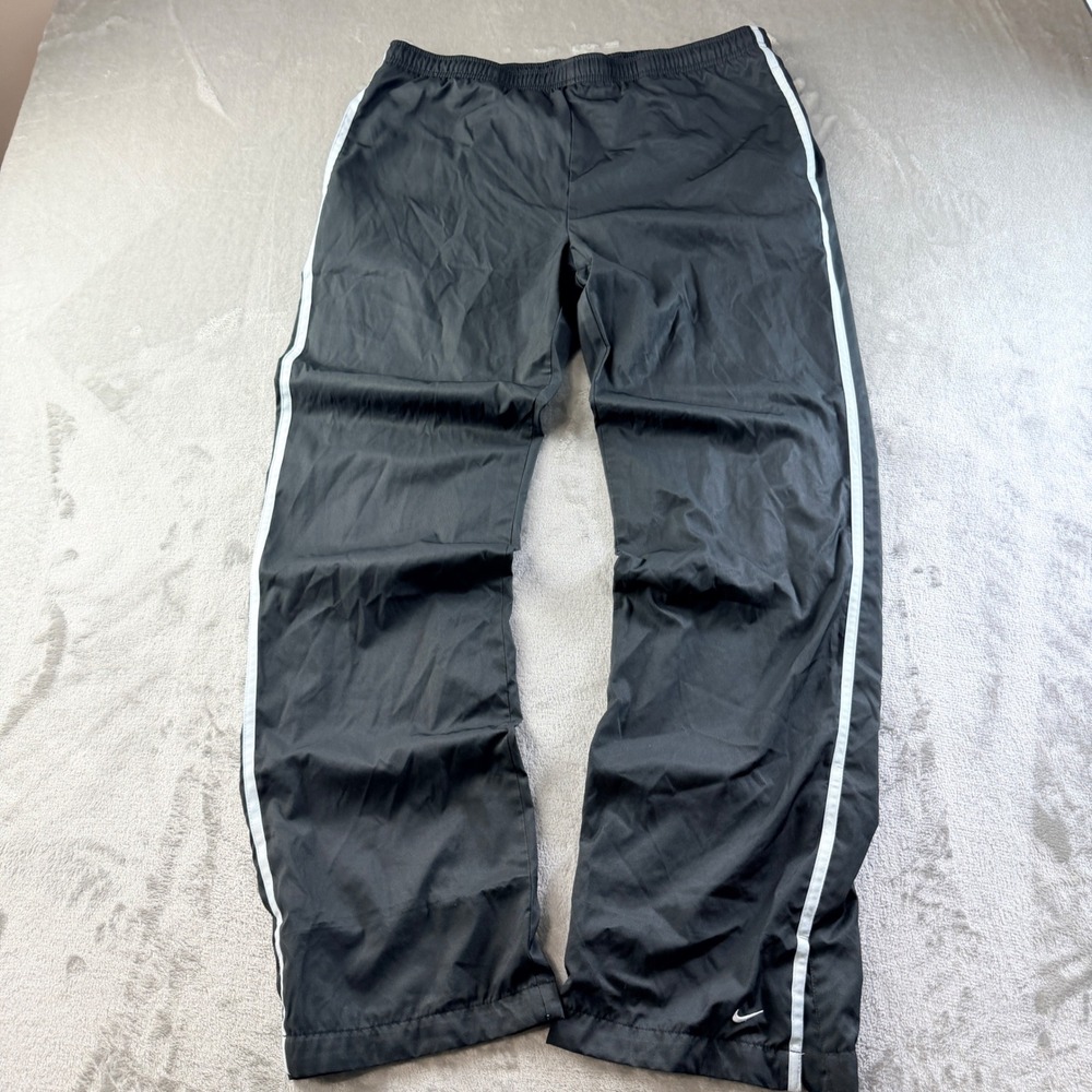 Nike Men's Track Pants Black White Side Stripe Swoosh Logo Medium
